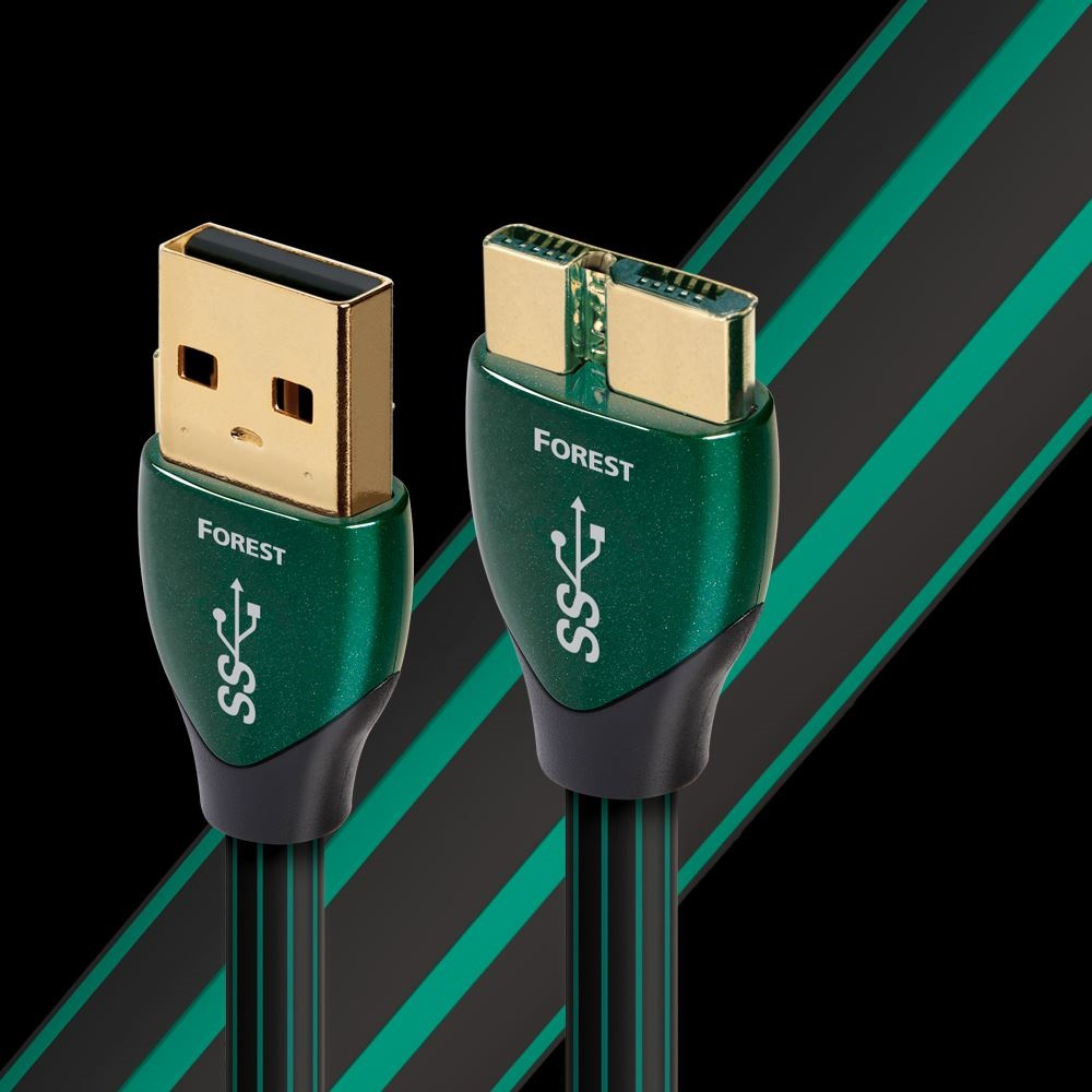 AudioQuest Forest USB 3.0-A apa - Micro USB-B apa Összekötő kábel 0.75m - Fekete/Zöld (USBFOR30.75MI)