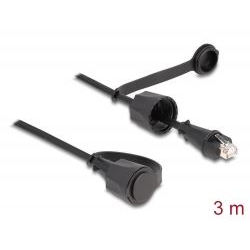 Delock RJ45 apa - RJ45 apa Cat.6 STP védőfedéllel hálózati kábel 3m fekete (80168) (delock80168)