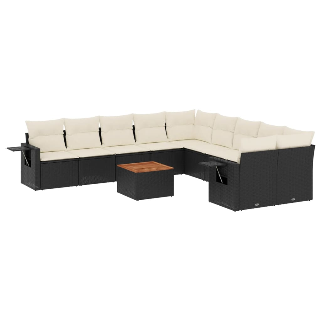 11 részes fekete polyrattan kerti ülőgarnitúra párnákkal (3224754)