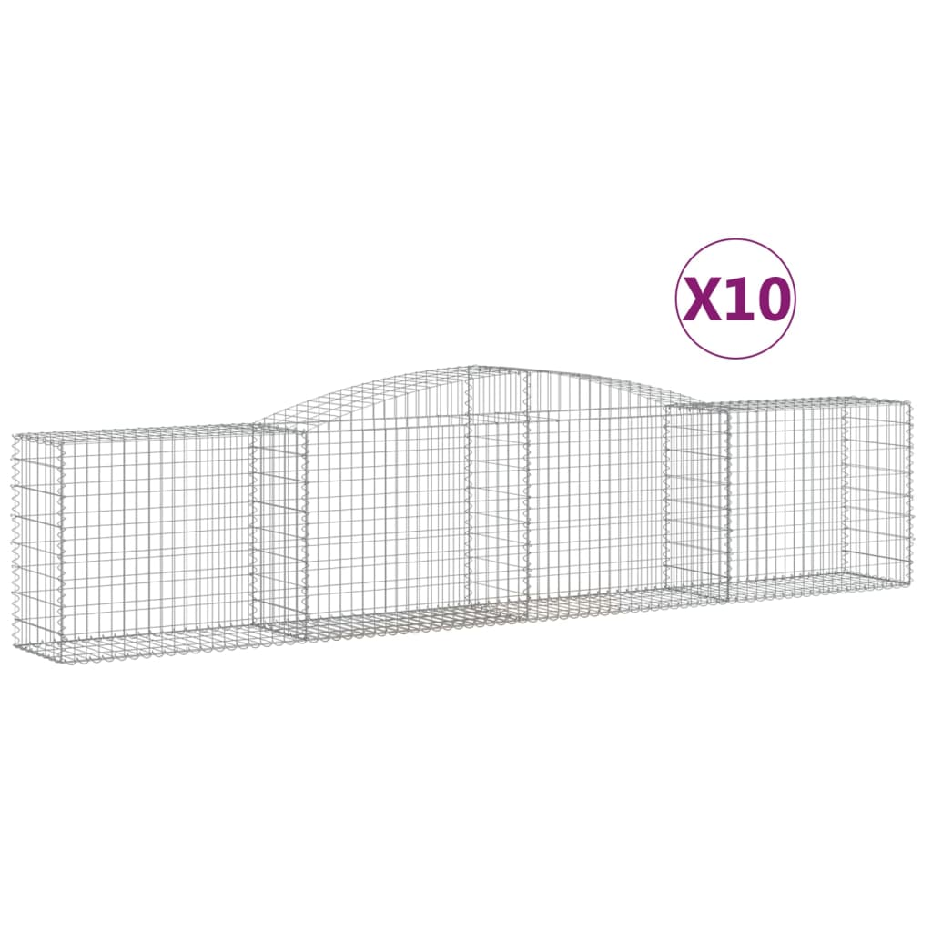 10 db íves horganyzott vas gabion kosár 400x50x80/100 cm (3146991)