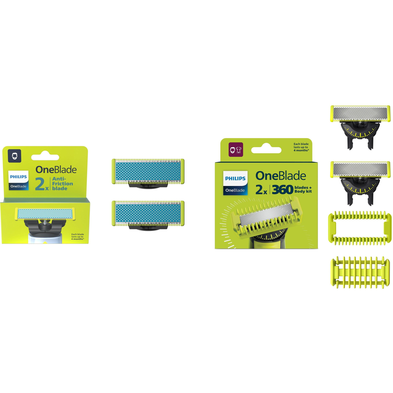 Philips OneBlade QP225/50 Anti-Friction 2 db + One Blade 360 2 db + QP624/50 2 db (PHIBUN08)