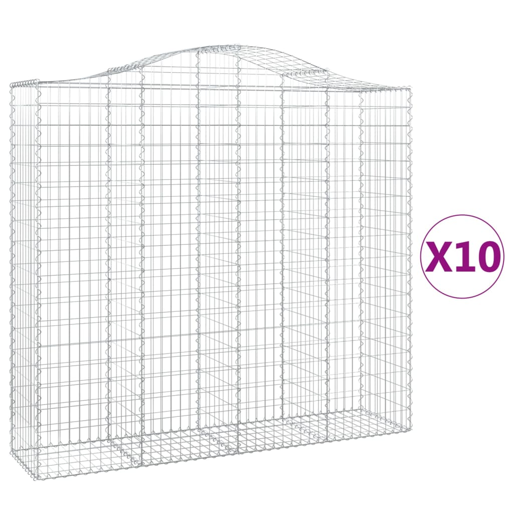 10 db íves horganyzott vas gabion kosár 200x50x180/200 cm (3145732)