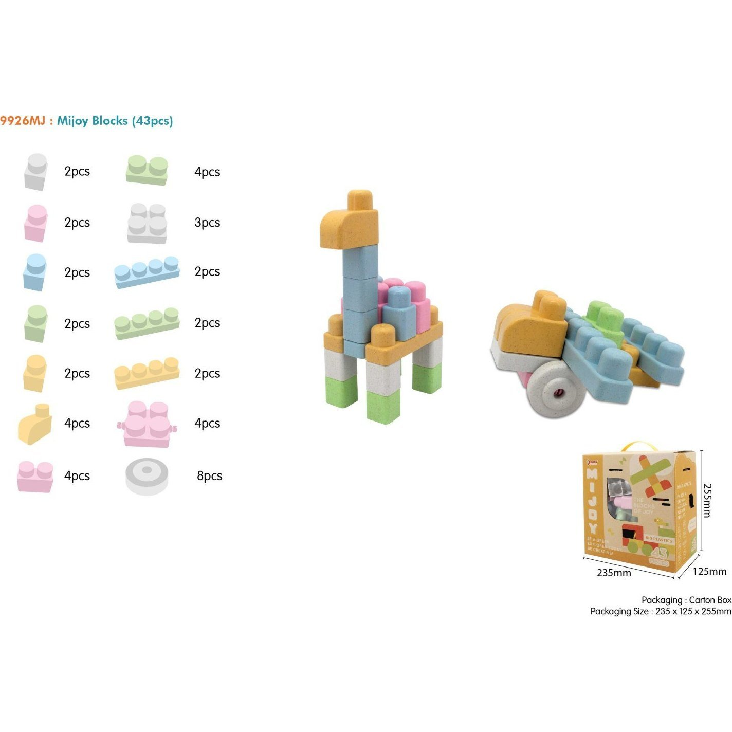 Bio Építőkészlet - Pasztell Színekkel, 43 Darabos (ZKL.9926MJ)