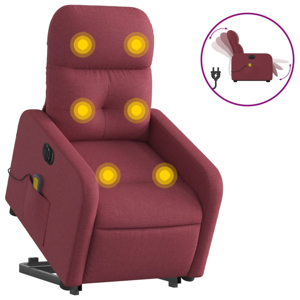 bordó szövet dönthető elektromos álló masszázsfotel (3206825)