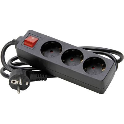 Kopp 129715009 Elosztó kapcsolóval 3 részes Fekete Védőérintkezős 1 db (129715009)