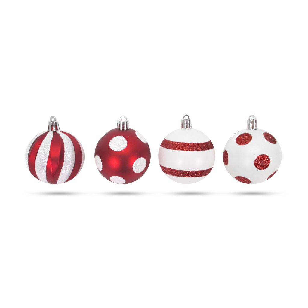 Family karácsonyfadísz szett piros-fehér gömbök 6cm, 24db / szett (58778) (58778)