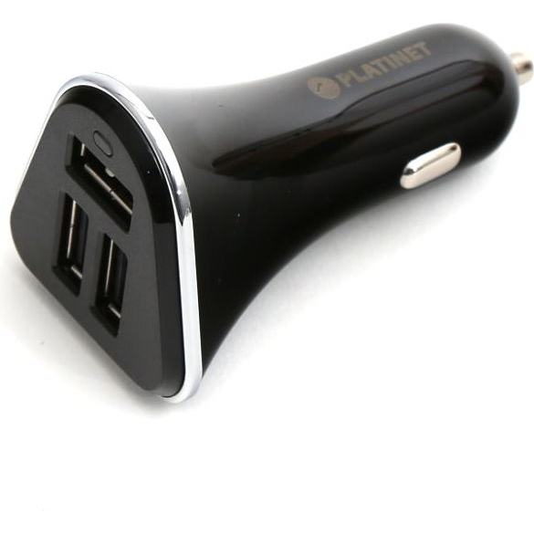 PLATINET autós töltő, 3xUSB, 1m microUSB kábellel, 5,2A (PLCR3B)
