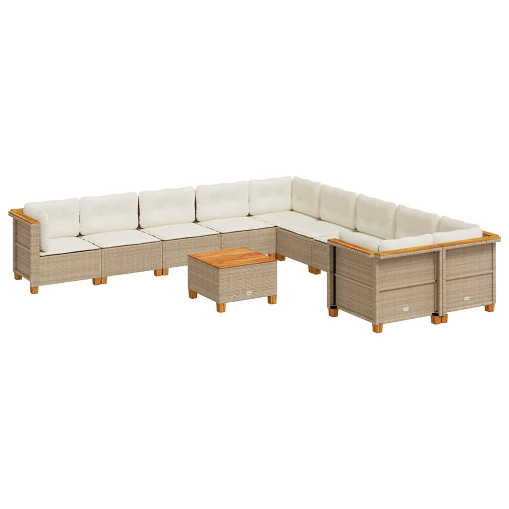 11 részes bézs polyrattan kerti ülőgarnitúra párnákkal (3262051)