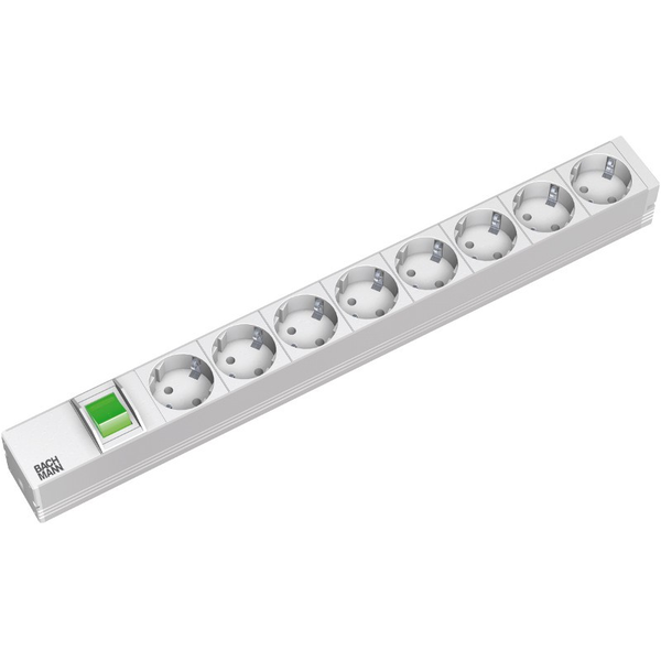 19" IT PDU Steckdosenleiste Basic 8-fach, 1HE (grau, 2 Meter)