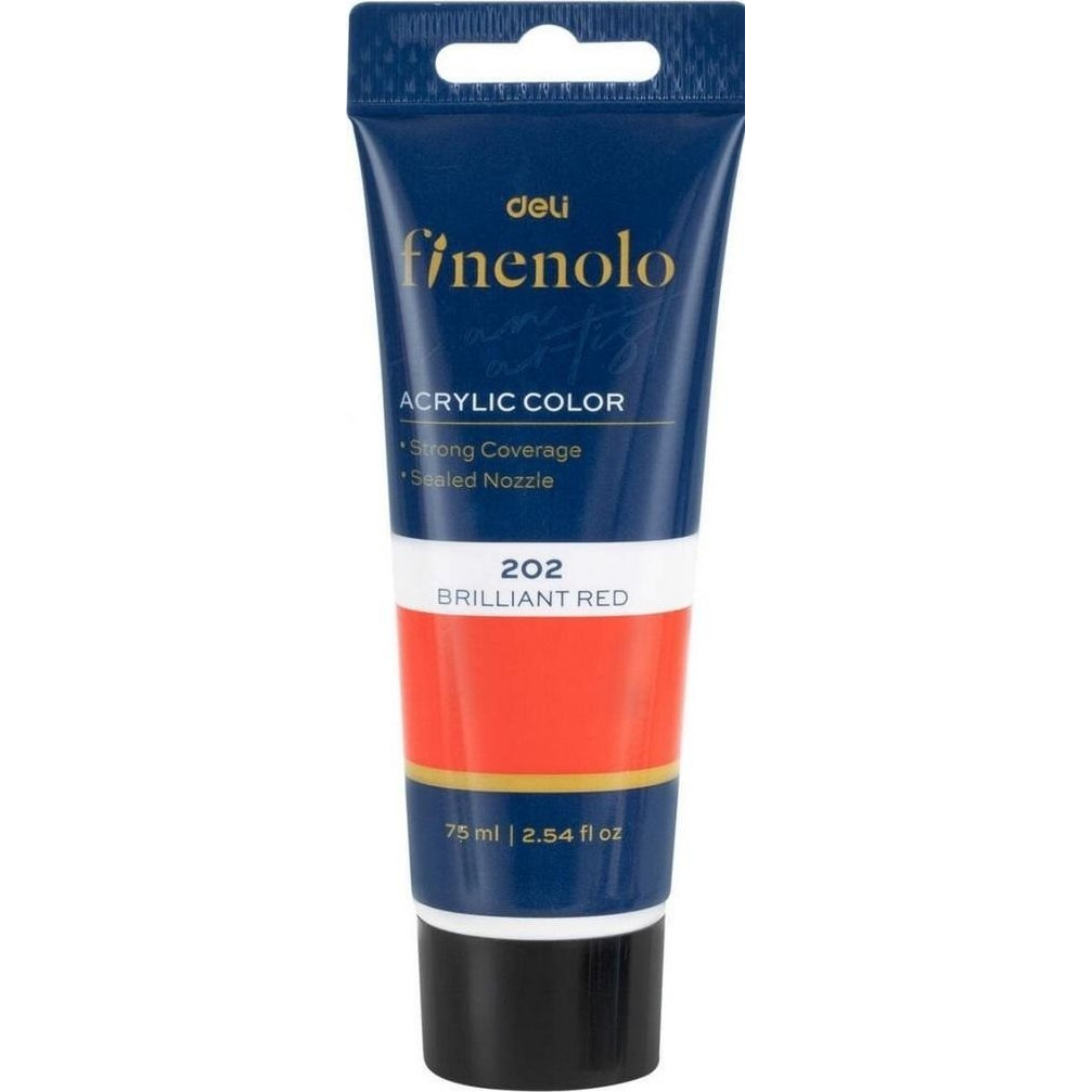 Deli Finenolo 202 Brilliant Red Akrilfesték 75ml - Élénkpiros (6941798407296)