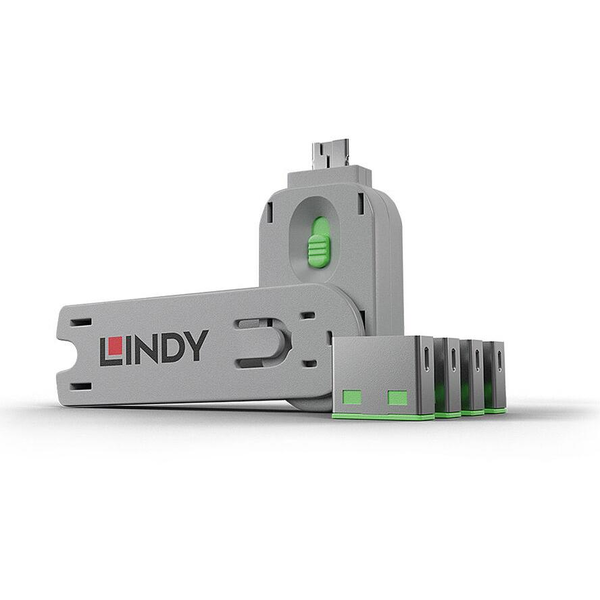 Lindy 40451 portblokering Portblokering + nøgle USB Type-A Grøn Acrylonitrilbutadienstyren 5 stk