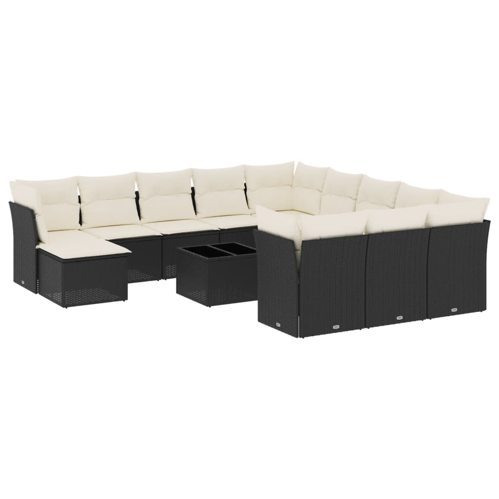13 részes fekete polyrattan kerti ülőgarnitúra párnákkal (3250475)