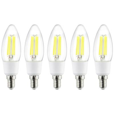 Sygonix SY-5781472 LED EEK A (A - G) E14 2.2 W = 40 W Melegfehér (Ø x Ma) 35 mm x 110 mm Szál 5 db (SY-5781472)