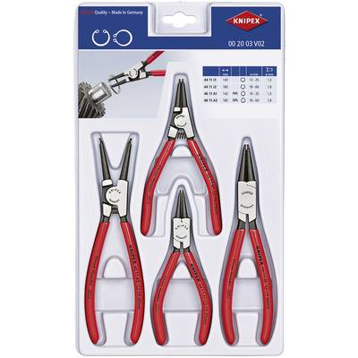 Seeger gyűrű fogó készlet Alkalmas Külső- és belső csapágygyűrűk 19-60 mm, 12-25 mm 10-25 mm, 19-60 mm Hegy forma Egyenes Knipex 00 20 03 V02 (00 20 03 V02)