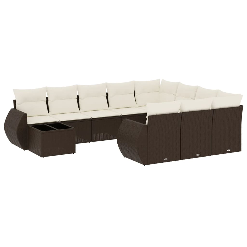 11 részes barna polyrattan kerti ülőgarnitúra párnákkal (3254270)