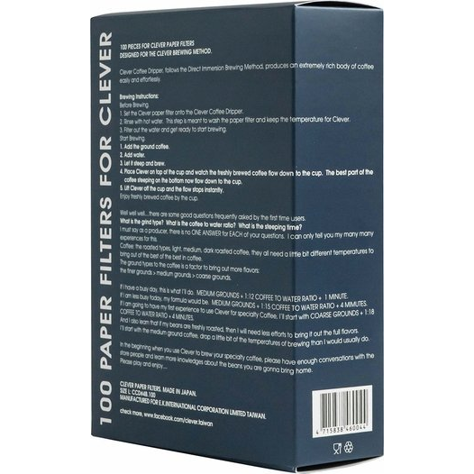 Clever Clever Dripper - Filtry papierowe w kartonowym opakowaniu - Rozmiar L 100 sztuk