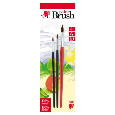 ICO Süni No. 4-6-10 Pónilószőr ecset készlet festett fanyéllel (7170015005)