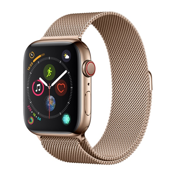 Apple Watch Series 5 40 mm / Watch Series 4 40 mm / Watch Series 3 38 mm Devia елегантна резервна каишка (размер по поръчка, метал, каишка Milan, магнитна ключалка) злато, DVSB-325069, опаковка на производителя