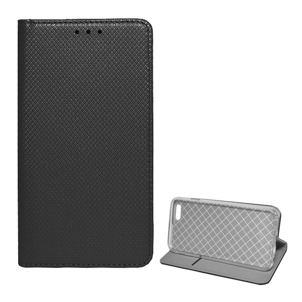 Tok álló, bőr hatású (FLIP, oldalra nyíló, asztali tartó funkció, rombusz minta) FEKETE [Apple iPhone 6S 4.7] (5996457746415)