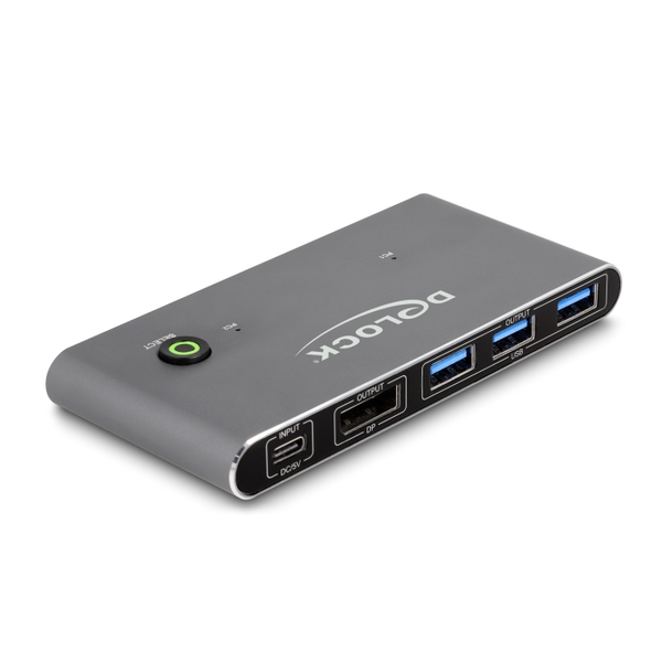 Delock DisplayPort KVM 8K 30 Hz kapcsoló USB 5 Gbps