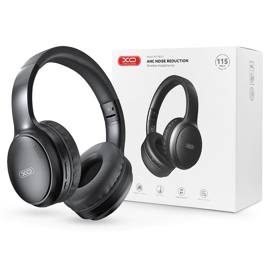 XO Wireless Bluetooth sztereó fejhallgató beépített mikrofonnal - XO BE41Wireless Headphones ANC Noise Reduction - fekete (XO851782)