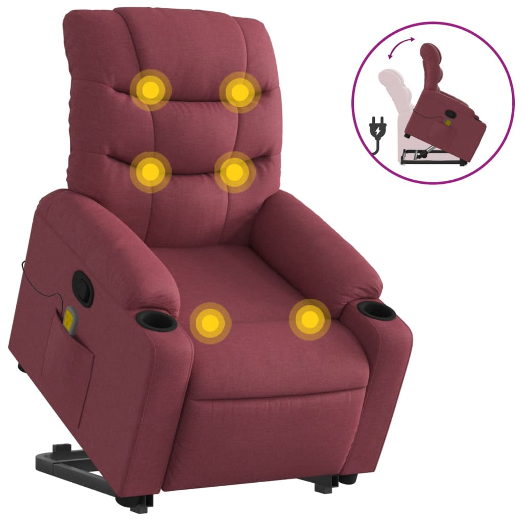 bordó szövet dönthető masszázs- és állófotel (3206657)