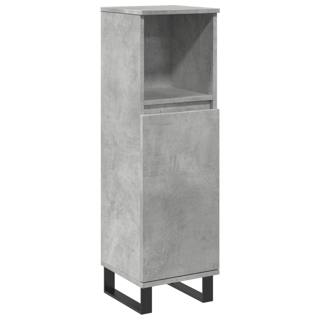 betonszürke szerelt fa fürdőszobaszekrény 30 x 30 x 100 cm (857210)