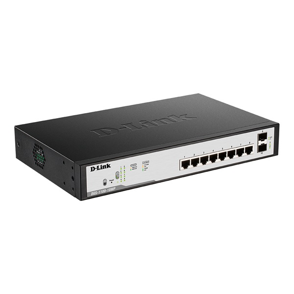 D-Link DGS-1100-10MPV2 netværksswitch Administreret L2 Gigabit Ethernet (10/100/1000) Strøm over Ethernet (PoE) 1U Sort