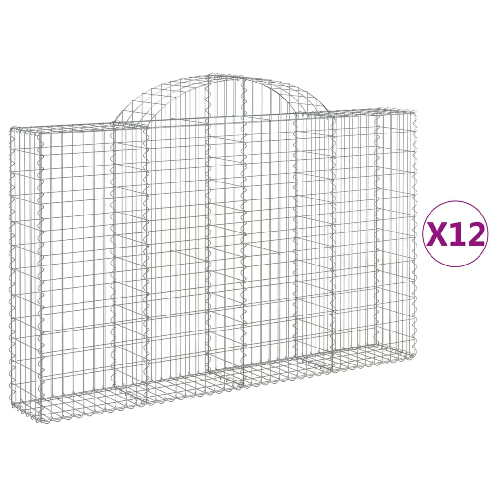 12 db íves horganyzott vas gabion kosár 200x30x120/140 cm (3146141)
