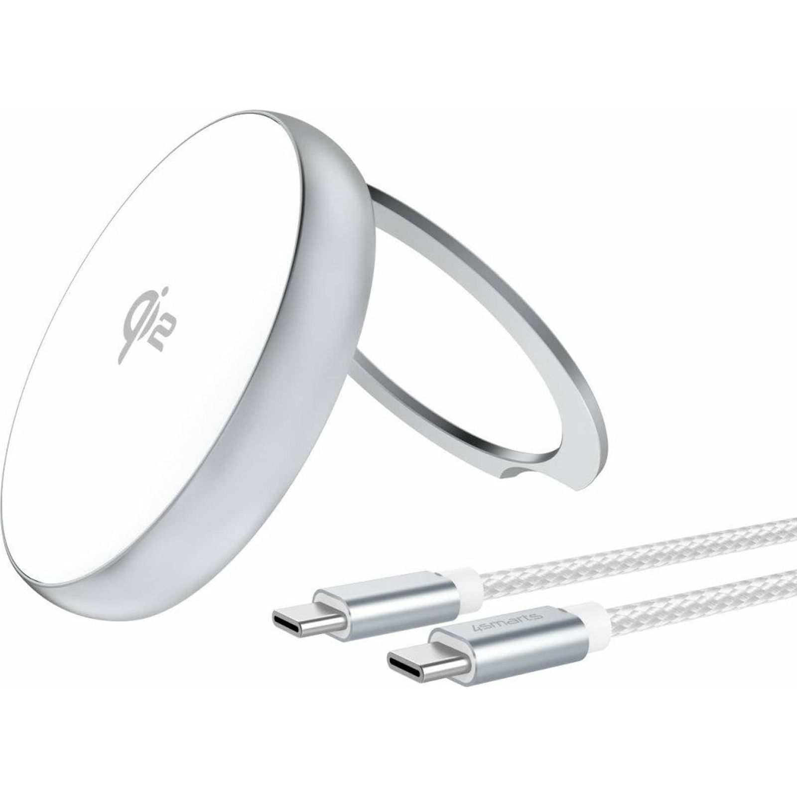 4smarts Kickstand Qi2 wireless töltő ezüst / fehér (540987)