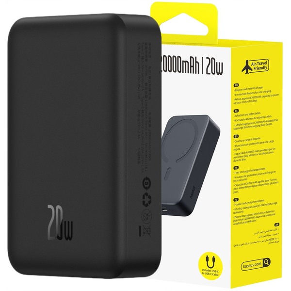 Baseus EnerFill FM41 Ultra-Mini Mágneses Power Bank 20000mAh 20W Fekete