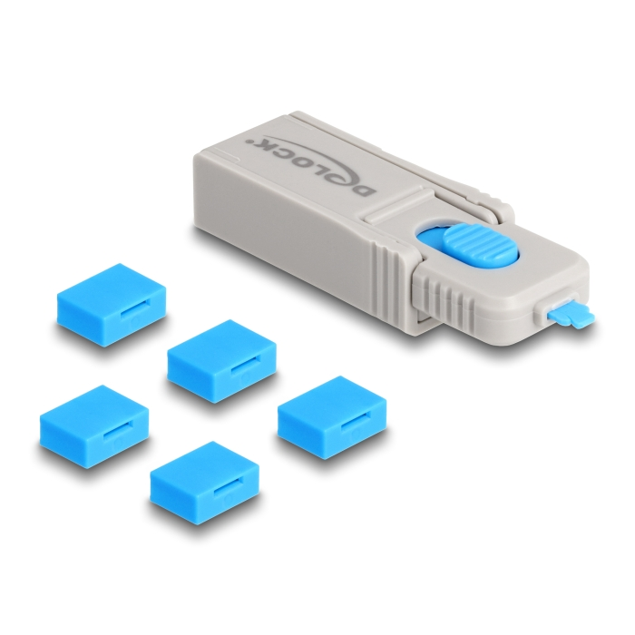 Delock USB port blokkoló szett A-típusú USB anya portok számára, 5 db. + lezáró eszköz (20923) (20923)