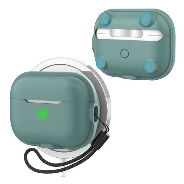 Phoner Tough Apple Airpods Pro 2 szilikon tok zöld (PN-CP-WE15-DG-FHD) (PNCPWE15DGFHD)