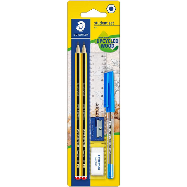 Set de Estudiante Compuesto por 2 Lápices, un Bolígrafo, una Regla, un Afilalápiz y una Goma de Borrar Staedtler
