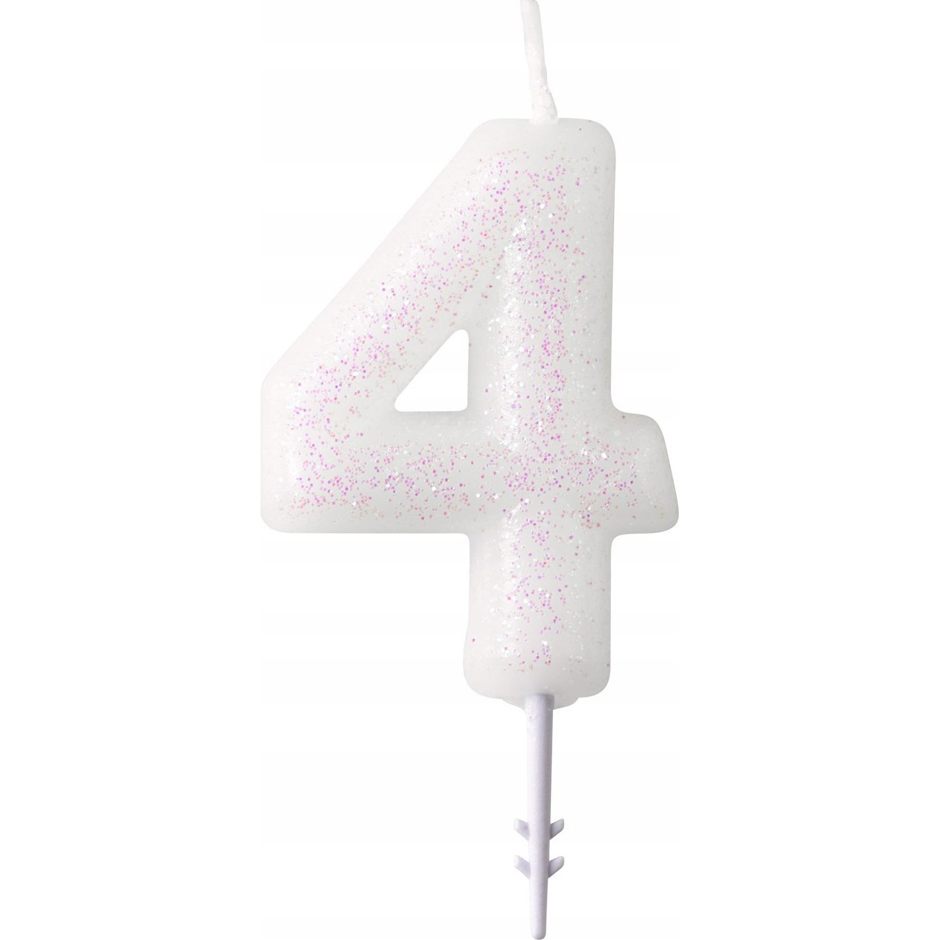 White, Fehér csillámos gyertya 4-es 6,5 cm (9904379)