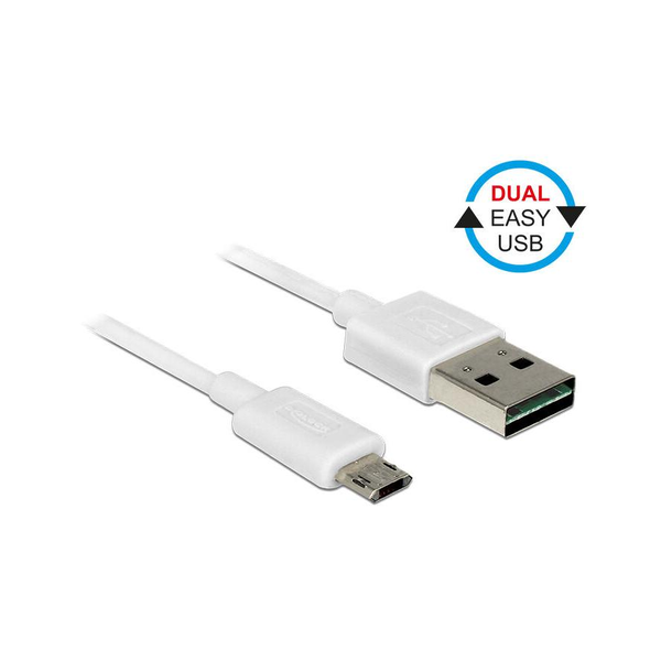 Delock Easy-USB A -> EasyUSB micro-B M/M adatkábel 0.2m fehér