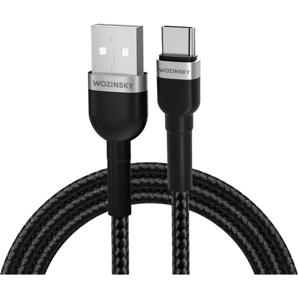 Pleten kabel USB-A - USB-C 2.4A 1m črn