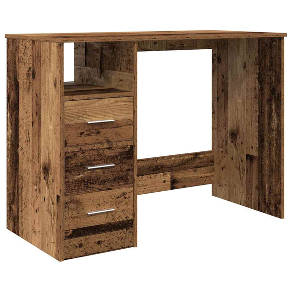 antik fa színű szerelt fa íróasztal 102x76x50 cm