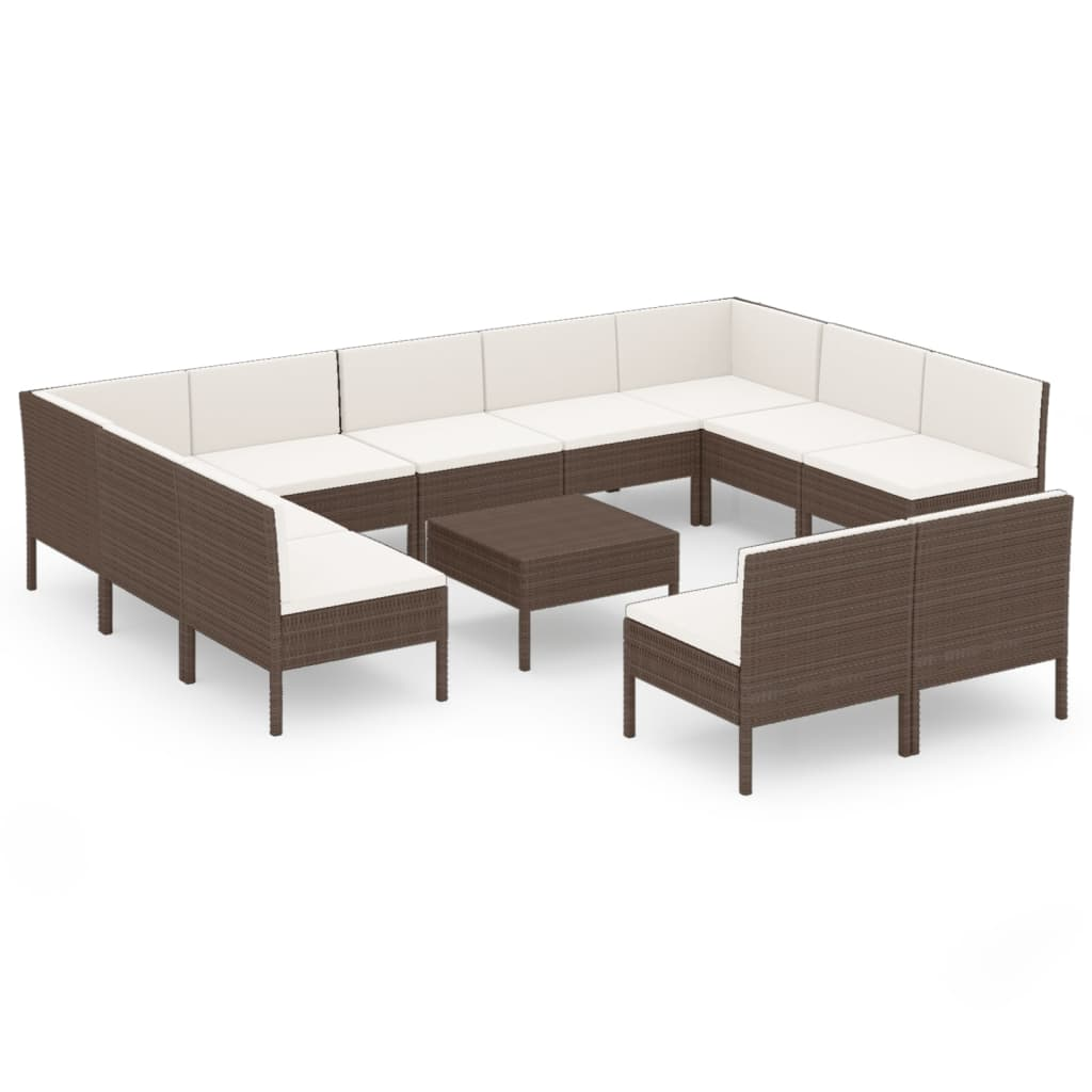12 részes barna polyrattan kerti ülőgarnitúra párnákkal (3094607)