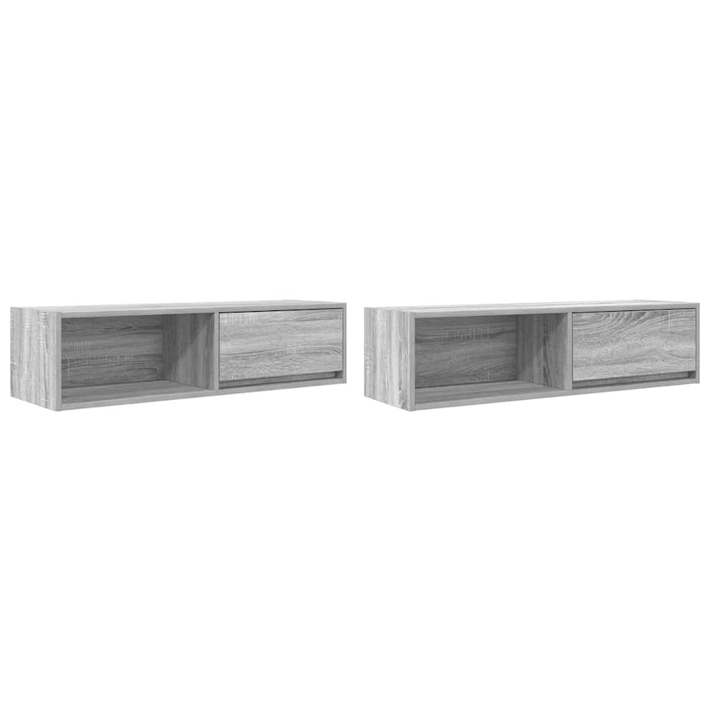 2 db szürke sonoma szerelt fa fali TV-szekrény 100x31x25,5cm (861483)