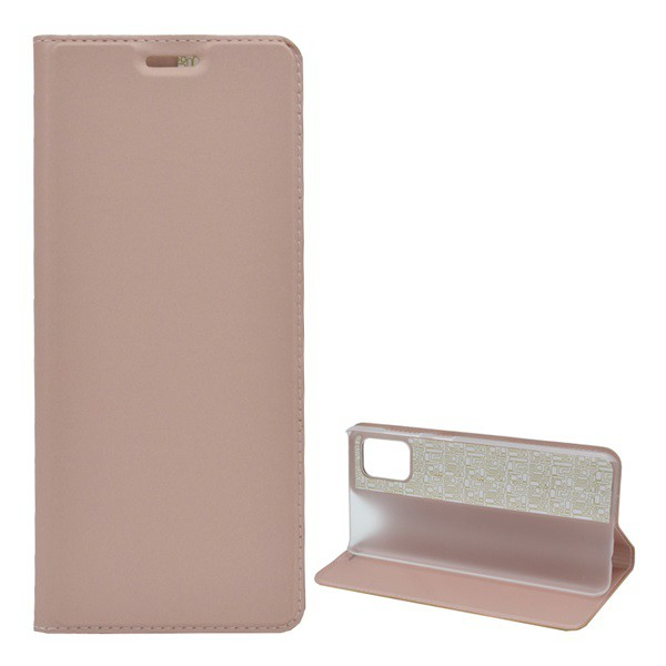 Tok álló, bőr hatású (FLIP, oldalra nyíló, asztali tartó funkció) ROZÉARANY 2 [Samsung Galaxy A31 (SM-A315F)] (5996591009223)