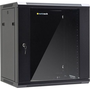 Стенен шкаф със стъклена врата и подвижна страна, Netrack, 12U/450 mm, 19", черен