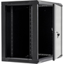 Стенен шкаф със стъклена врата и подвижна страна, Netrack, 12U/450 mm, 19", черен