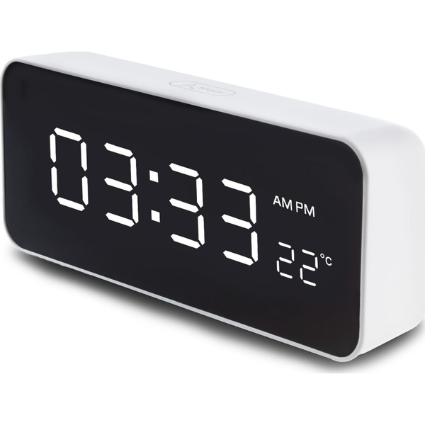 Green Blue Gb397 Reloj Despertador Digital Con Termómetro, 2 Alarmas/función Snooze, Función De Cuenta Regresiva, Reloj Digital Con Pantalla De Temperatura, Alimentado Por Usb Mediante Puerto Usb, Blanco