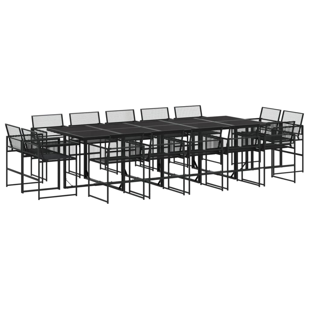 15 részes fekete polyrattan kerti étkezőgarnitúra (3295041)