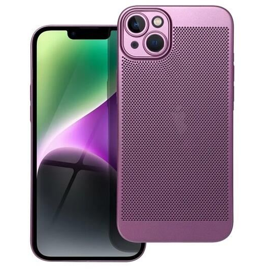 Gigapack Apple iPhone 14 Plus légáteresztő, lyukacsos műanyag tok lila (GP-142571) (GP-142571)