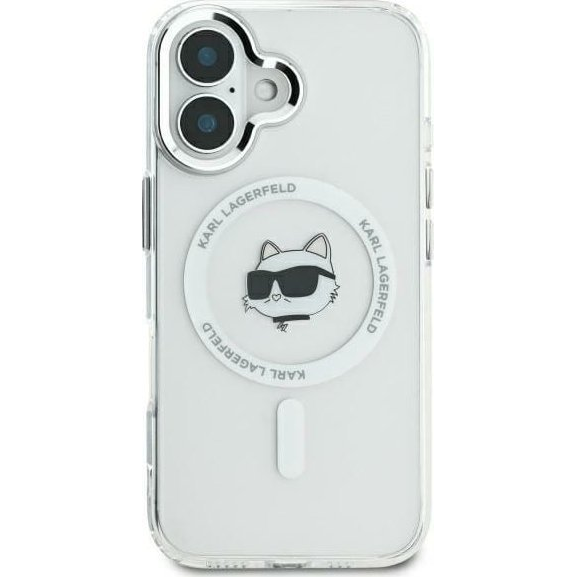 Husa de protectie Karl Lagerfeld IML Choupette Head Metal Frame MagSafe pentru iPhone 16 Pro Max, Transparent