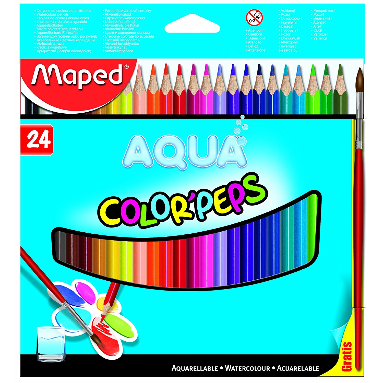 Maped Color'Peps Háromszögletű Akvarell ceruza készlet ecsettel -12 szín (836013)