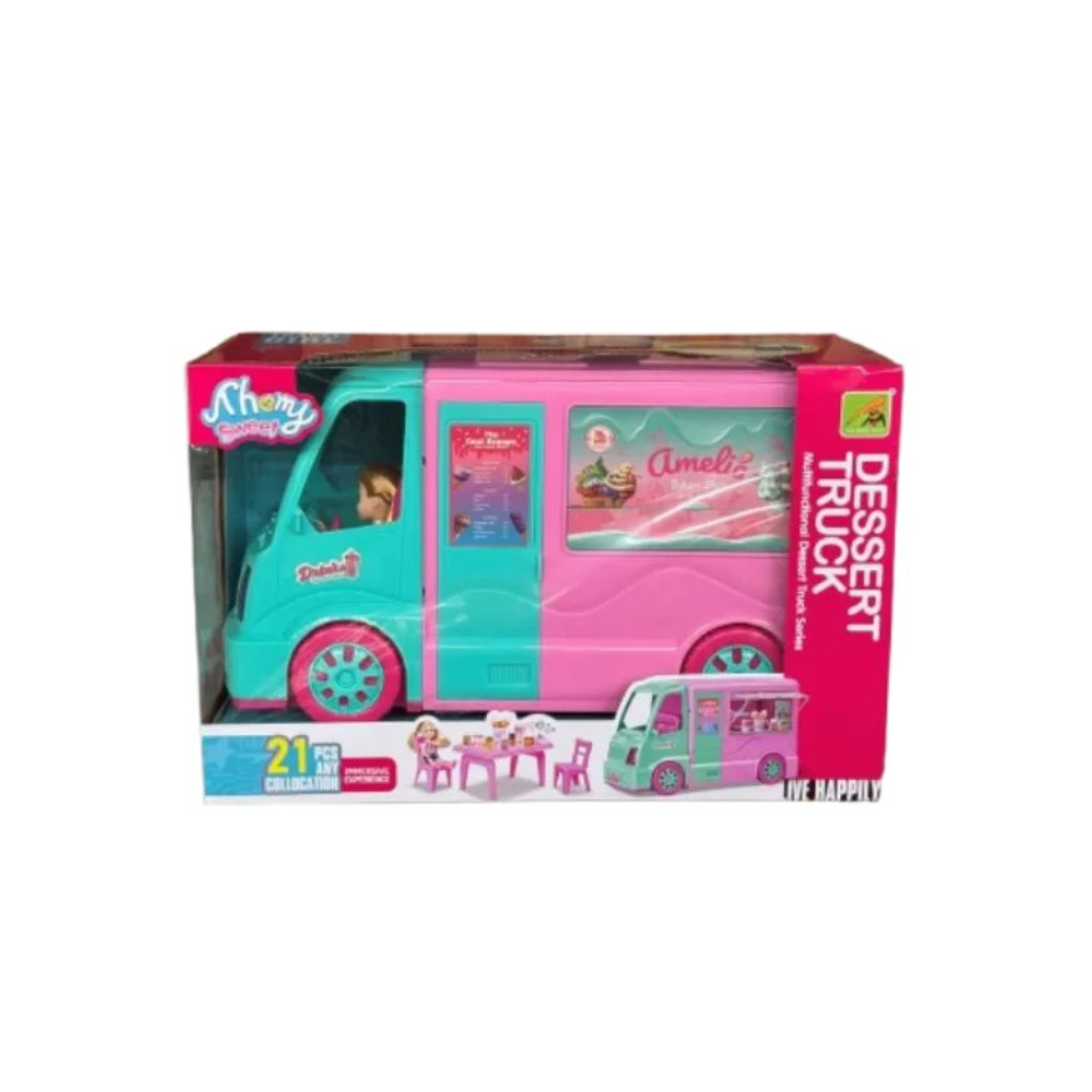 Desszertes kocsi szett babával és kiegészítőkkel 21 darabos 39cm (10)