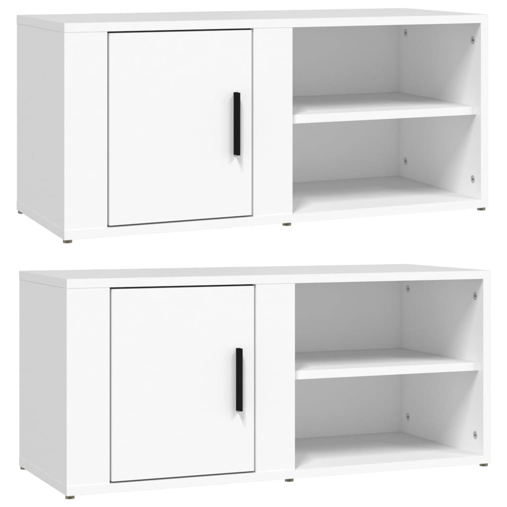 2 db fehér szerelt fa TV-szekrény 80 x 31,5 x 36 cm (819437)
